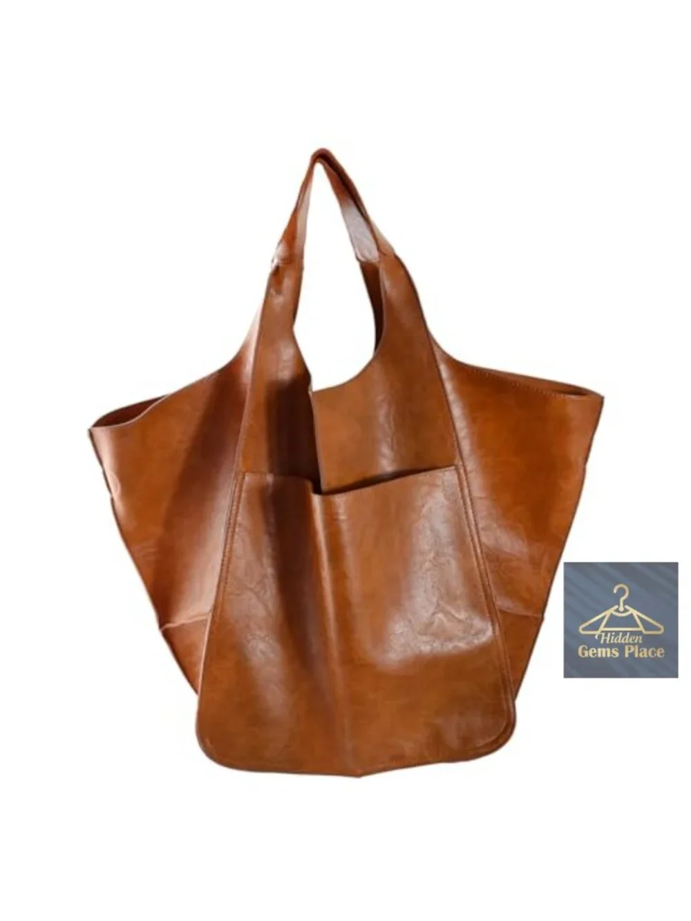 Oversized PU Leather Hobo Tote Bag Huge Capacity Work Travel